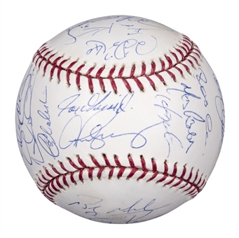 2008 New York Yankees Team Signed OML Selig Baseball With 30 Signatures Including Jeter, Pettitte & Cano (MLB Authenticated & Steiner)